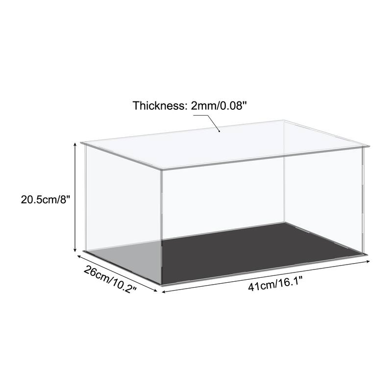 Acrylic Display Case Plastic Box Cube Storage Small Dustproof Showcase - 16.1x10.2x8 Inch