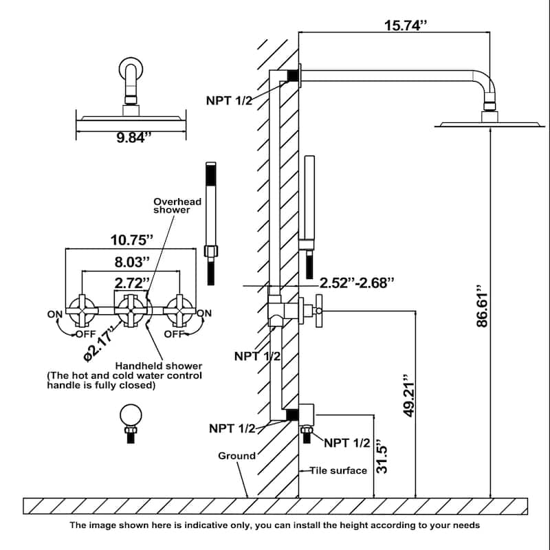 Rbrohant Wall-mounted concealed shower system