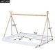 preview thumbnail 11 of 14, Full Size Tent Floor Bed with Triangle Structure, Black+Brown