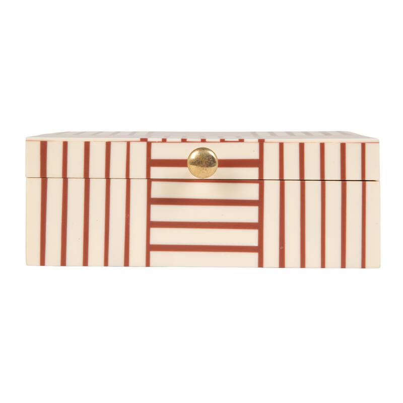 Resin Box with Striped Block Pattern and Gold Clasp