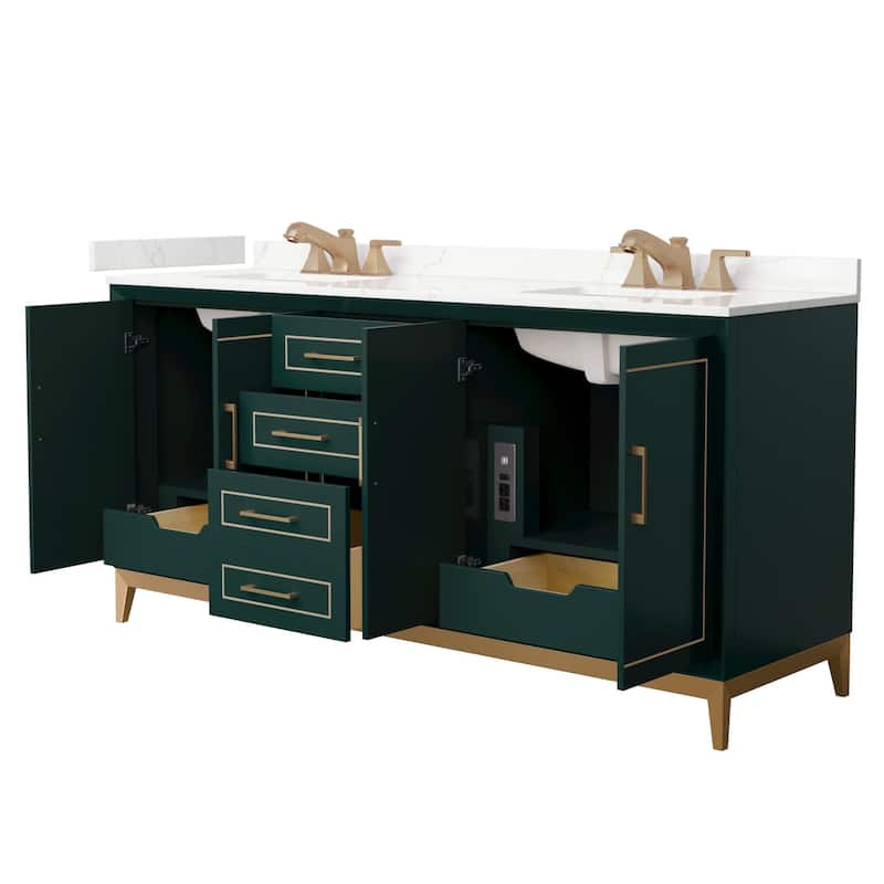Wyndham Collection WCH515172D-QTZ-US3MXX Marlena 72" Free Standing