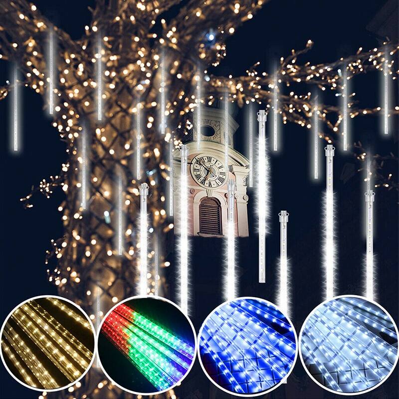 30-cm 144-LED Solar-powered Meteor Shower String Light (Set of 8)