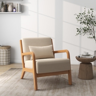 Mid-Century Modern Fabric Upholstered Wood Arm Chair - Bed Bath ...