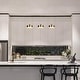 preview thumbnail 4 of 8, Modern 3-Light LED Black Gold Chandelier Linear Island Lights for Dining Room - 19.5" L x 4.3" W x 63" H