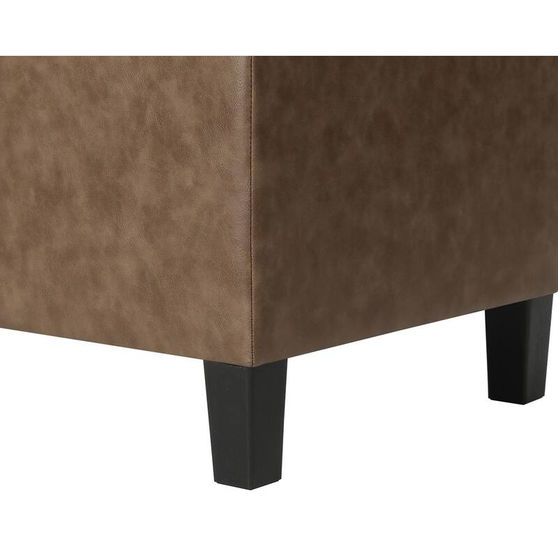 Adeco Velvet Storage Ottoman Bench Rectangular Footstool Lift Top