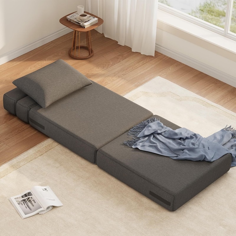 Folding Sofa Bed Convertible Floor Couch with Upgraded Pillow for Living Room, Dorm