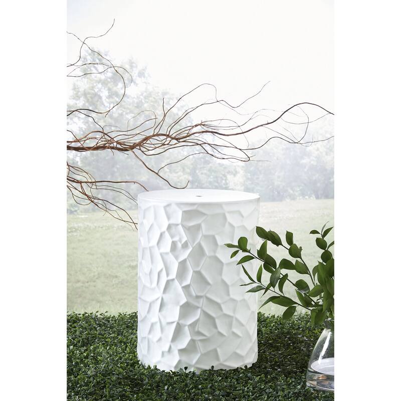Ashley Furniture Jungrove White Indoor/Outdoor Stool - 13"W x 13"D x 18"H