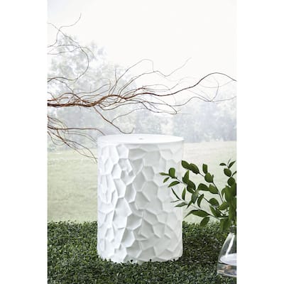 Ashley Furniture Jungrove White Indoor/Outdoor Stool - 13"W x 13"D x 18"H