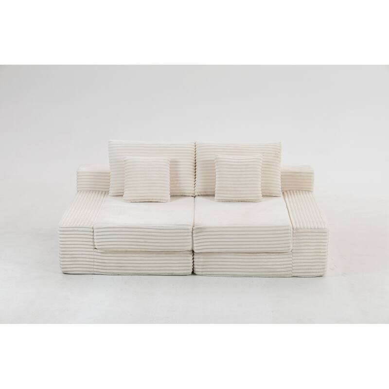 Double Lounge Chaise,Cloud Plush Sofa Bed,Upholstered Boneless Cloud Sofa Deep Seat