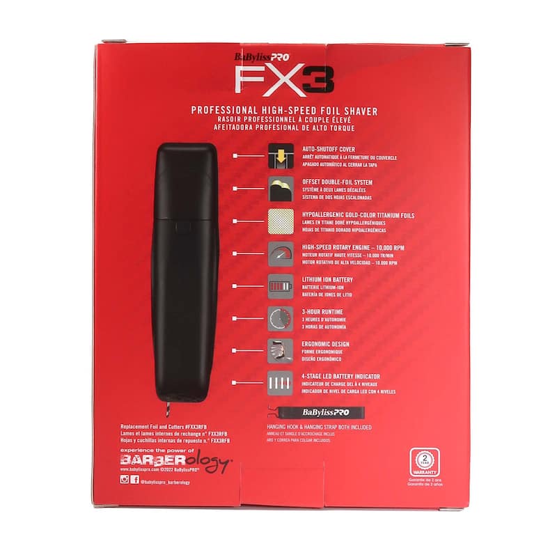 BaByliss Pro FX3 Black High Torque Cordless Clipper FXX3CB + BaByliss Pro FX3 Professional High-Speed Foil Shaver FXX3SB