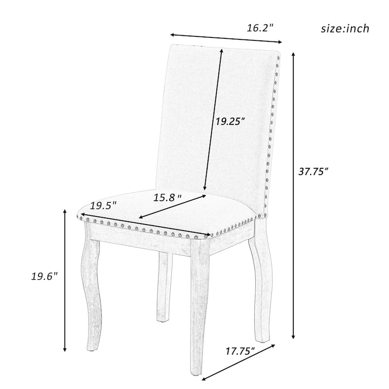 Natural Reception Chair Upholstered Dining Chair with Nailhead Trim, Modern Side Chair Coffee Chair Set of 4 Leisure Chair