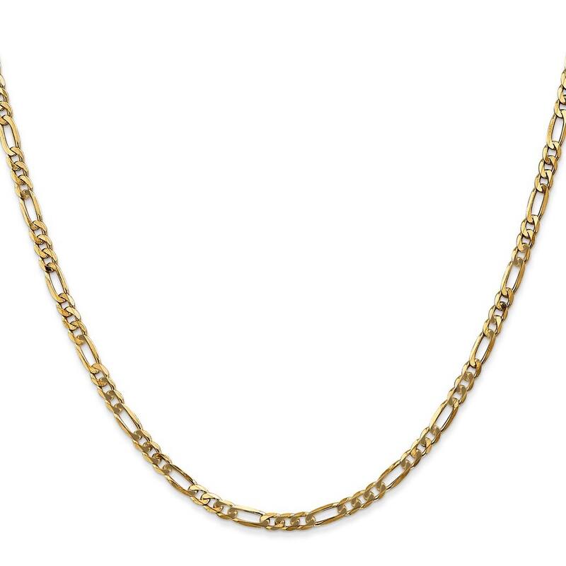 Curata 14k Yellow Gold Fancy 3.25mm Flat Figaro Bracelet