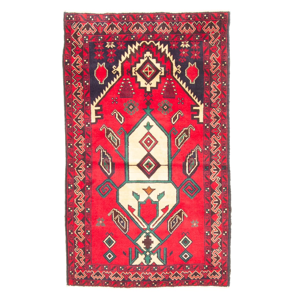 ECARPETGALLERY Hand-knotted Teimani Red Wool Rug - 2'9 x 4'9