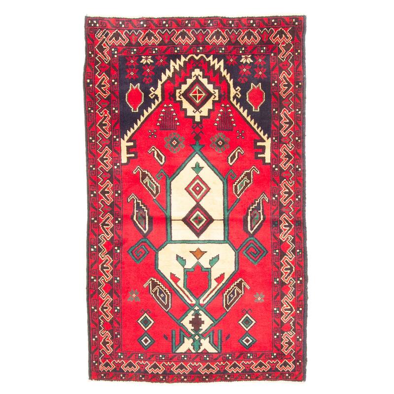 ECARPETGALLERY Hand-knotted Teimani Red Wool Rug - 2'9 x 4'9
