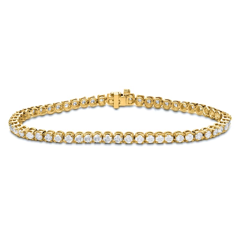 Auriya 14K Gold Lab Grown Round Diamond Tennis Bracelet 2.00 to 20.00 ct. tw. (E-F VS) - Yellow - 2.00 ct. tw.