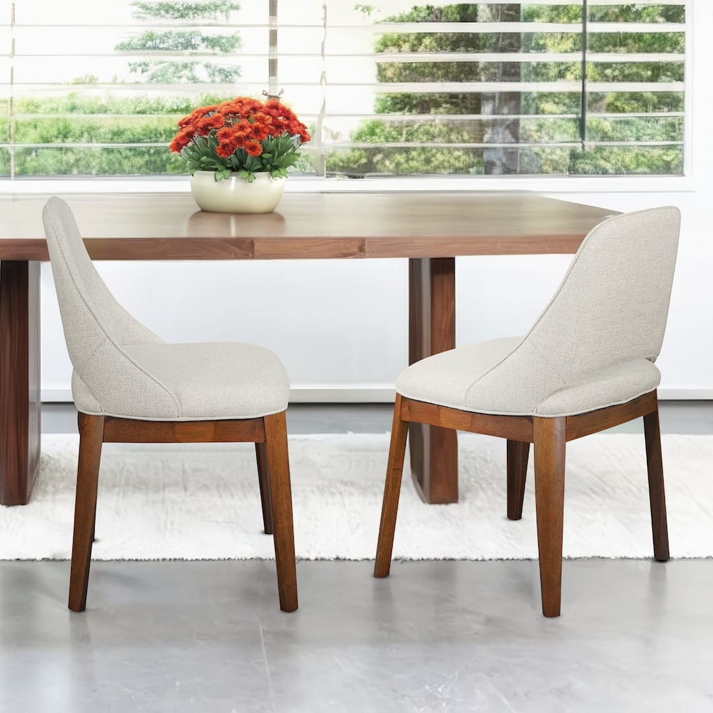 GDFStudio - Weston Modern Wood Upholstered Linen Dining Chair Set with Full-back Support, Set of 2 - 22"W