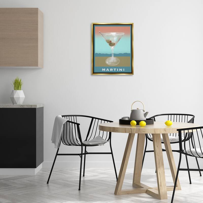 Stupell Martini over Muted Tones Framed Floater Canvas Wall Art Design By Matthew Piotrowicz