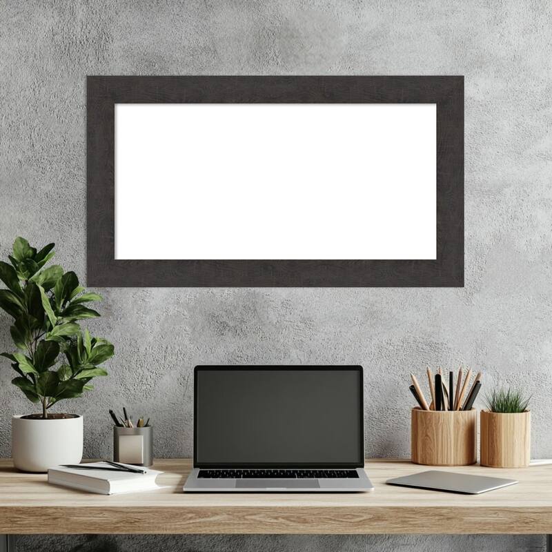 Amanti Art Rustic Plank Espresso Narrow Framed Dry Erase Magnetic Board