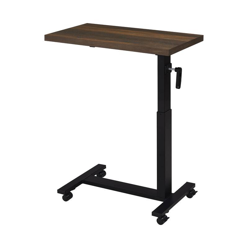 Height Adjustable Mobile Bedroom C-Table with Metal Base - Black/Dark Pine