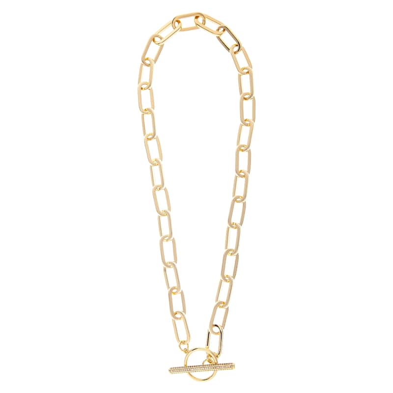 Paper Clip Chain + Cubic Zirconia Toggle Necklace