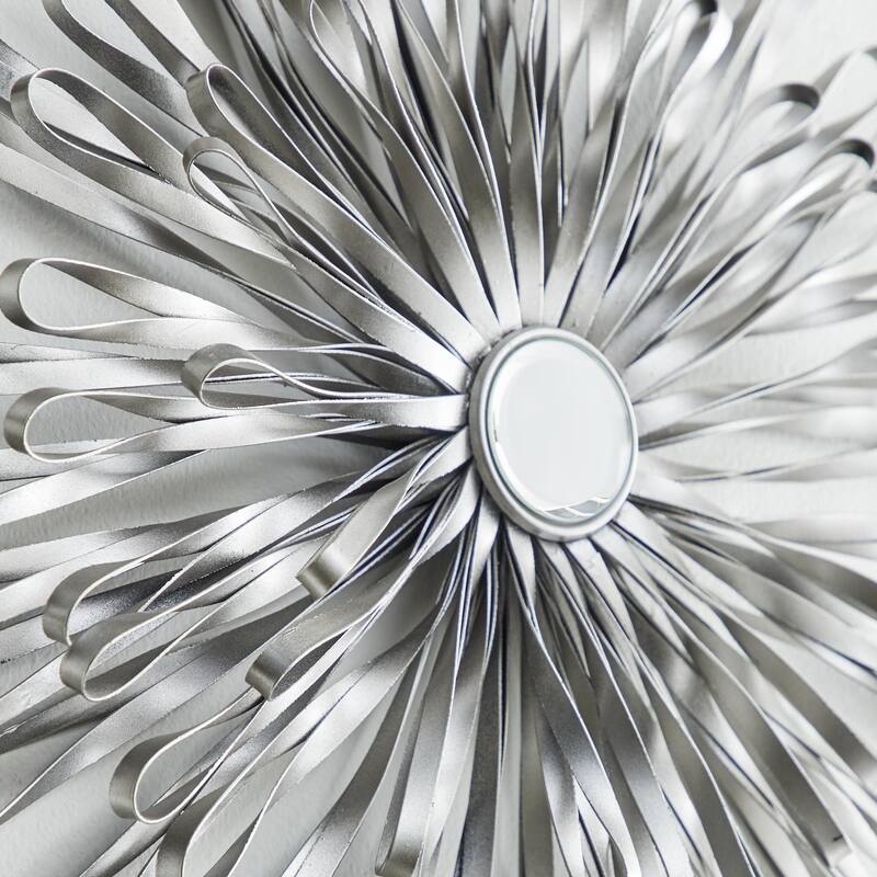 Metal Sunburst 3D Looped Home Wall Decor with Mirror Accent - Set of 3 Gold or Silver - Roche River Decor