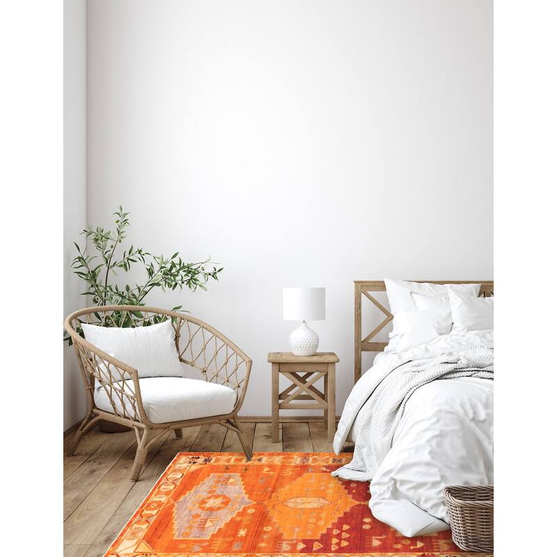 ECARPETGALLERY Hand-knotted Melis Vintage Orange Wool Rug - 5'3 x 9'5