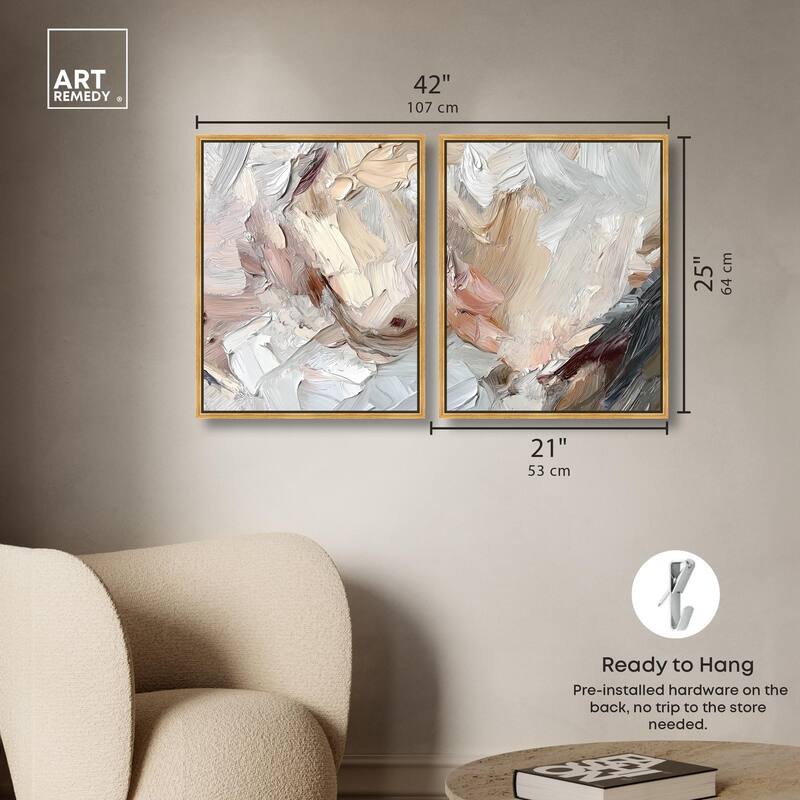 Running Horse Neutral I Canvas Set of 2 by Art Remedy