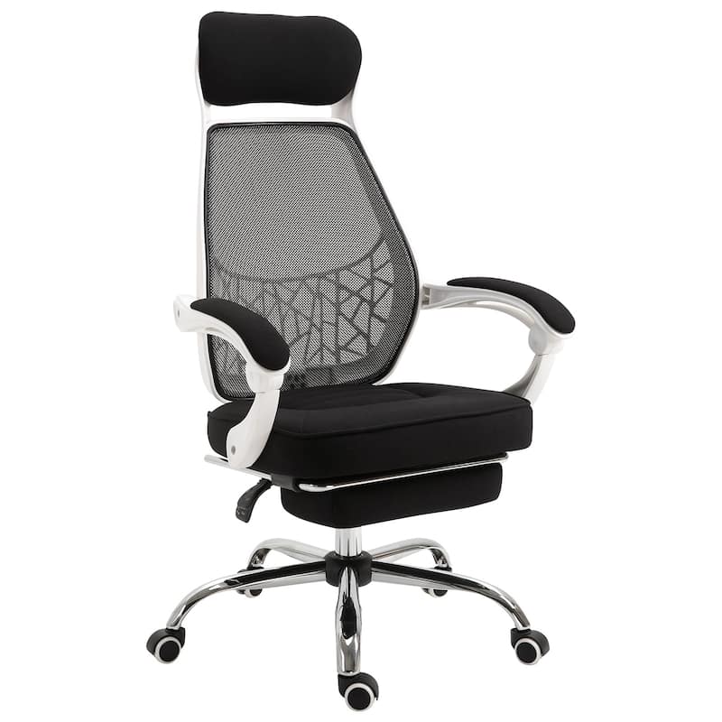 Vinsetto High Back Office Chair with Retractable Footrest - Black