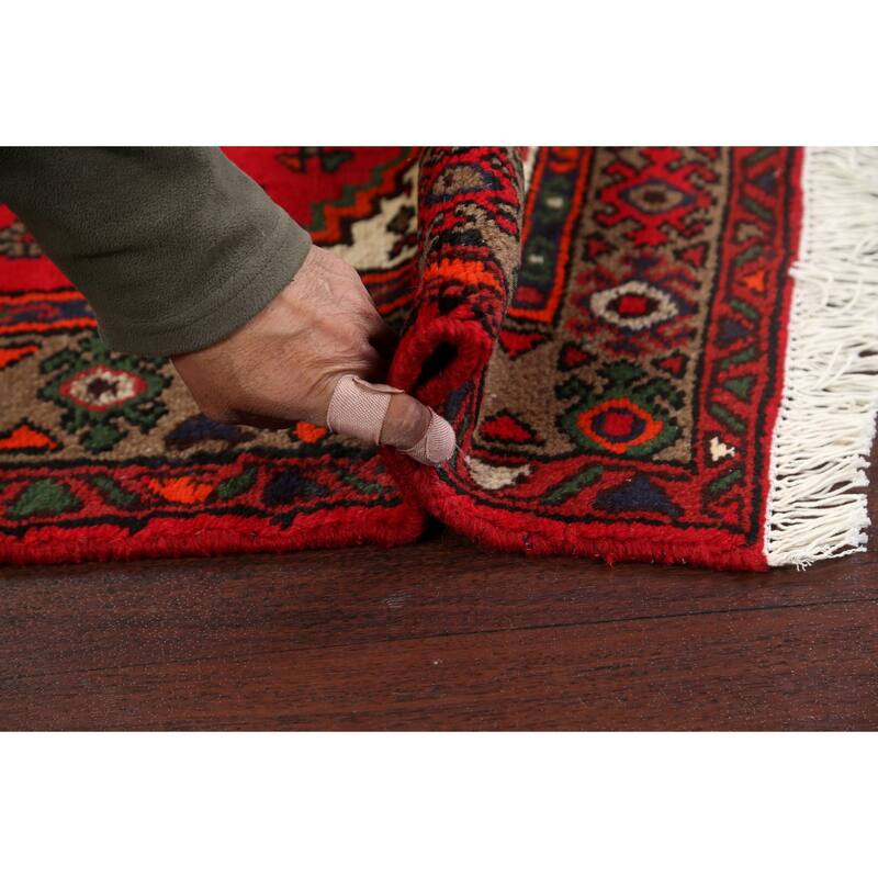 Geometric Persian Hamedan Home Decor Area Rug Hand-knotted Wool Carpet - 3'0" x 4'10"