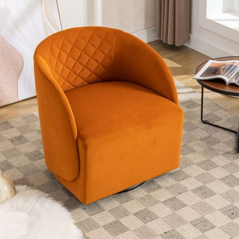 21.06"Seat Width Soft Velvet Fabric Swivel Chair For Living Room