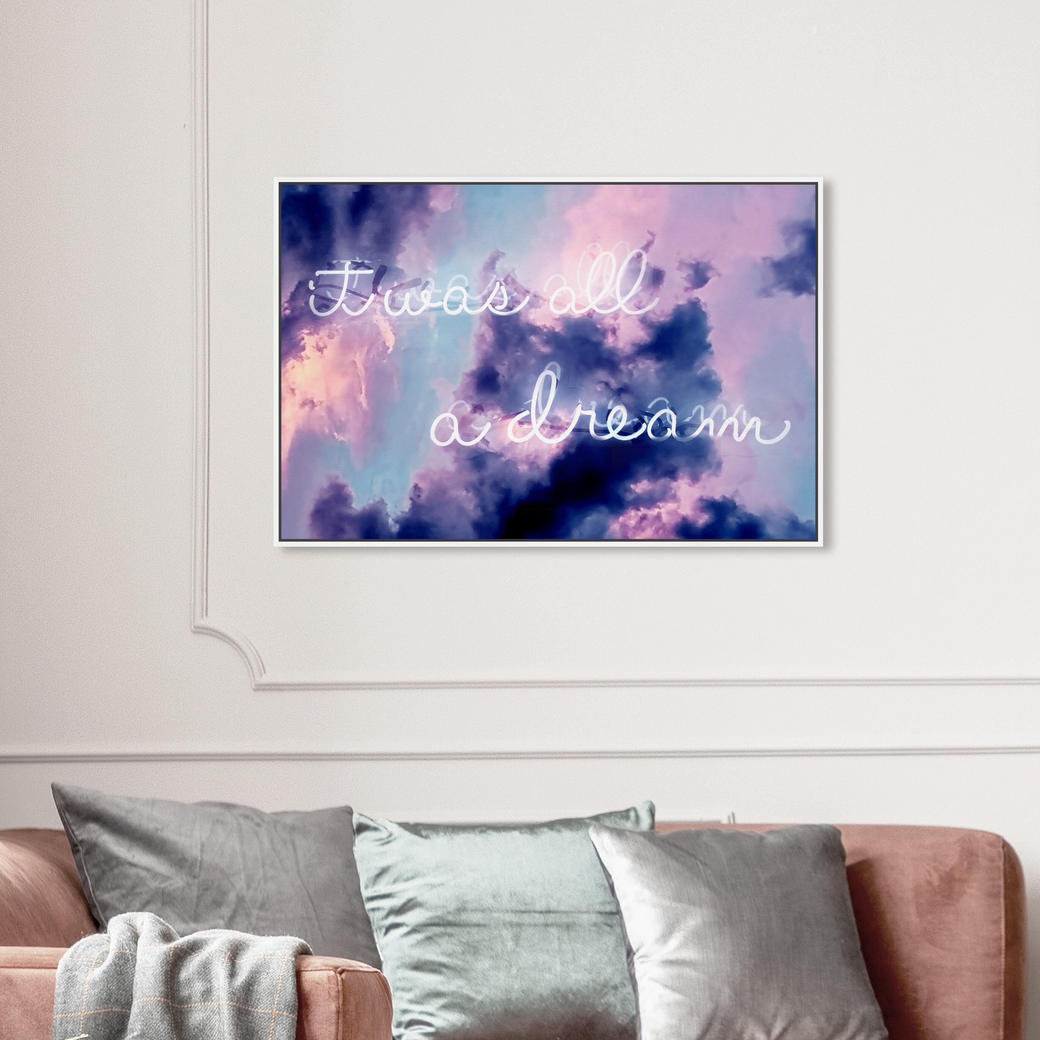 Shop Oliver Gal It Was All A Dream Long Wall Art Framed Canvas Print Motivational Quotes And Sayings Purple White Overstock 31796363