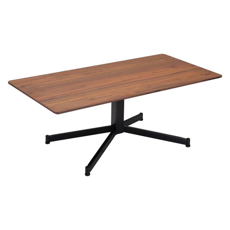 HomeRoots 48" Brown and Black Wood and Steel Pedestal Coffee Table - 48.00 in. x 17.90 in. x 24.00 in.