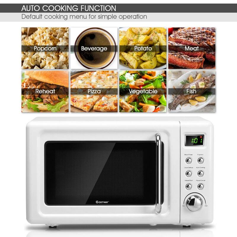 Costway 0.7Cu.ft Retro Countertop Microwave Oven 700W LED Display