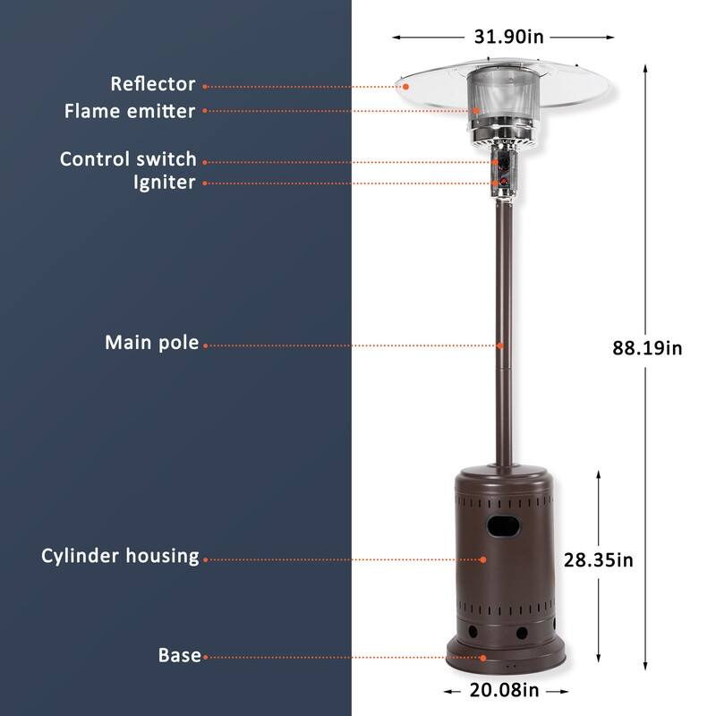 PAMAPIC 48000 BTU Outdoor Propane Patio Heater w/Cover