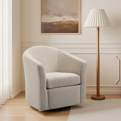Anna Upholstered Swivel Barrel Accent Chair