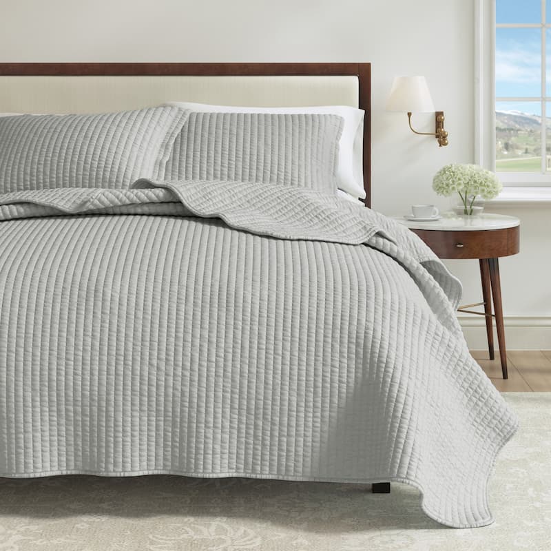 Linery & Co. Detailed Channel Stitch Microfiber Quilt Set With Shams.