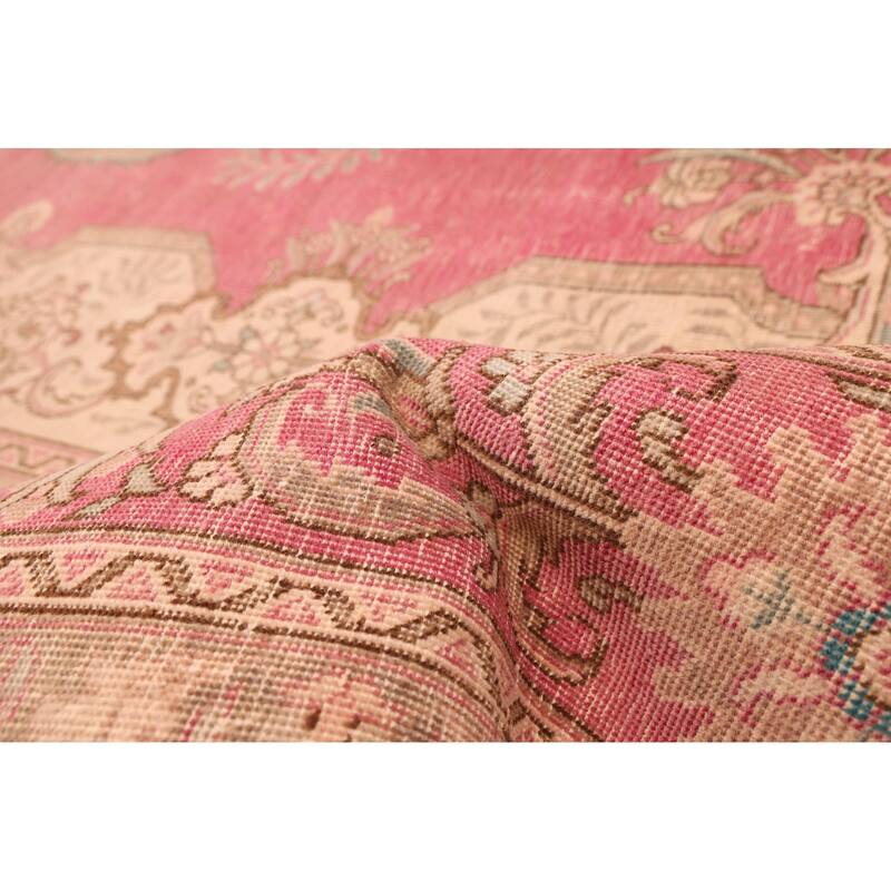 ECARPETGALLERY Hand-knotted Antalya Vintage Dark Pink Wool Rug - 9'11 x 12'10