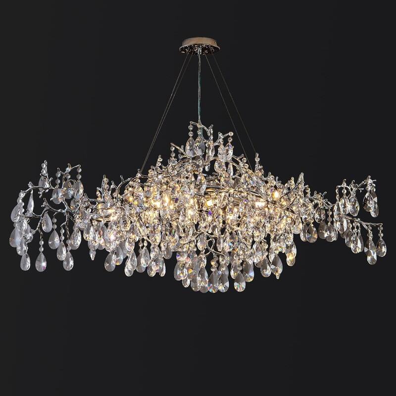 KAYLA 47.2" 14-Lights Gold Luxury Crystal Linear Chandelier - N/A - Gold-47.2