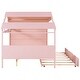 preview thumbnail 55 of 89, Twin Size House Bed Wood Slats Platform Bed Creativity Kids Bed Frame with Skylight, Storage Shelf, Trundle Bed