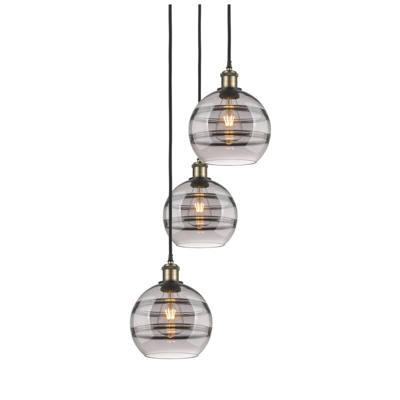 Innovations Lighting 113B-3P-30-15 Rochester Pendant Rochester 3 Light - Black Antique Brass / Smoked
