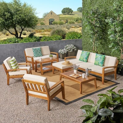 Grenada 7-Seater Sectional Sofa Chat Set with Ottoman by Christopher Knight Home