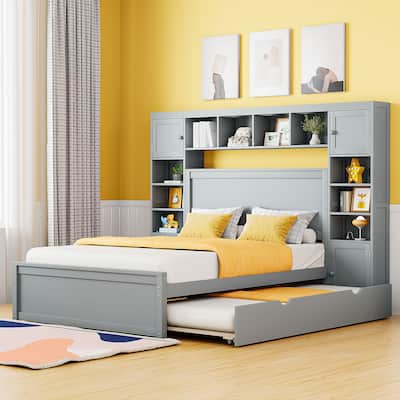 Full Size Wooden Bed With Twin Trundle