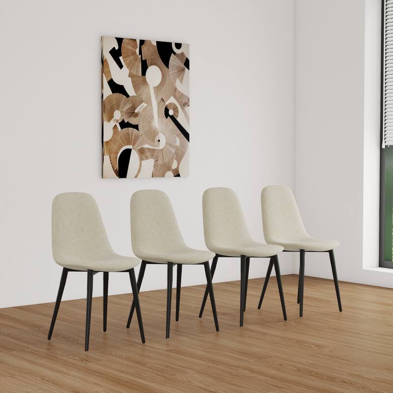 Modern 5-Piece Dining Set with MDF Rectangular Table & 4 Round Corner Dining Chairs