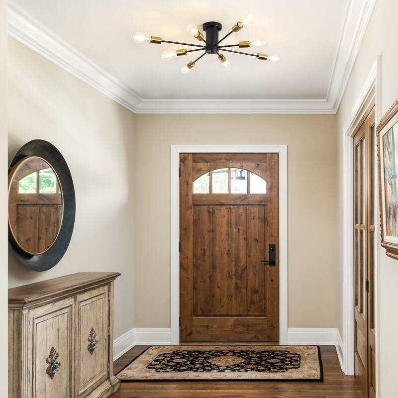 8-Light Modern Semi Flush Mount Sputnik Ceiling Light for Kitchen Bedroom Dining Room