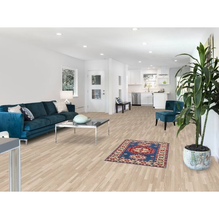 Geometric Kazak Foyer Rug Hand-Knotted Traditional Blue Wool Carpet - 2'7" x 3'11"