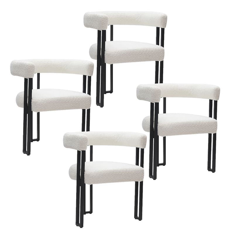 Contemporary Boucle Fabric Dining Chair, Set of 4