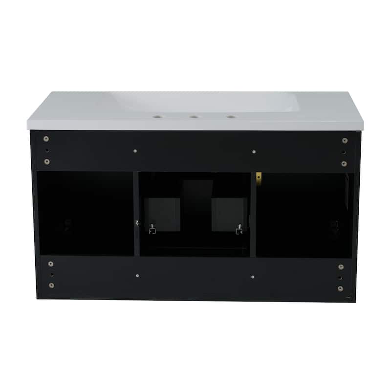 36'' Wall Mounted Bathroom Vanity with White Integrated Resin Sink - 36'' x 18'' x 20.3''