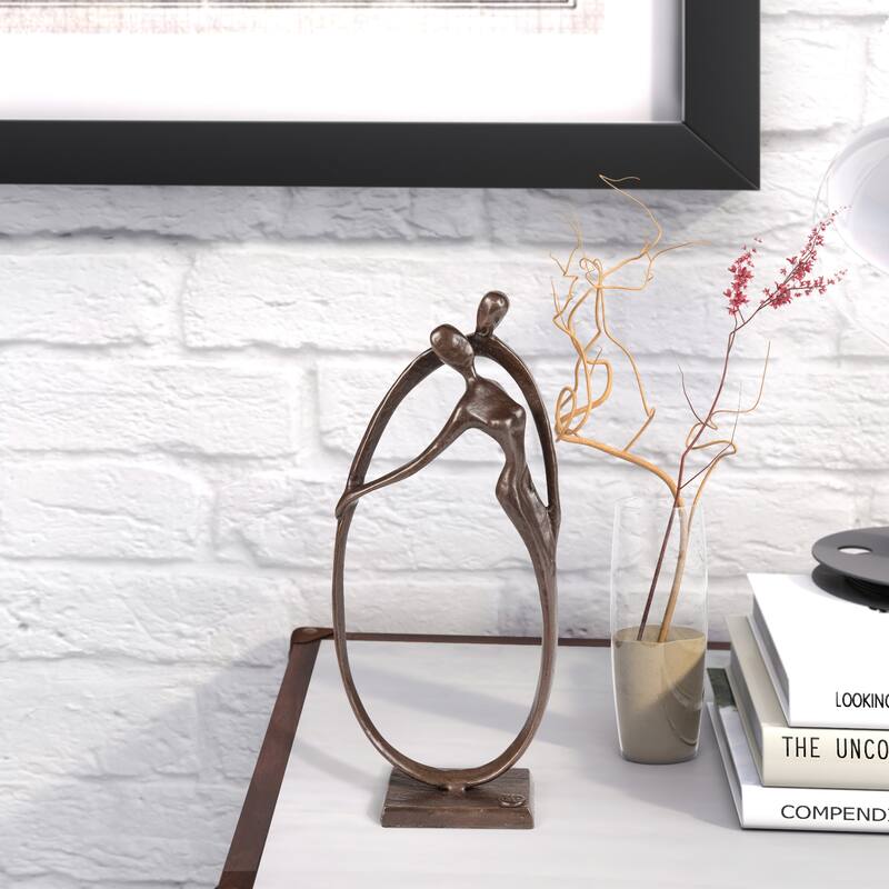 Handcrafted Circle of Love Man and Woman Figurine - 9" - Bronze