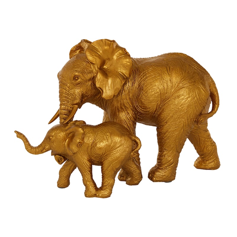 Gold Polystone Elephant Decorative Sculpture