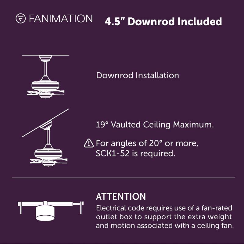 Fanimation Klear 56 inch Indoor/Outdoor Smart Ceiling Fan with LED CCT Select Light Kit and Remote - Black